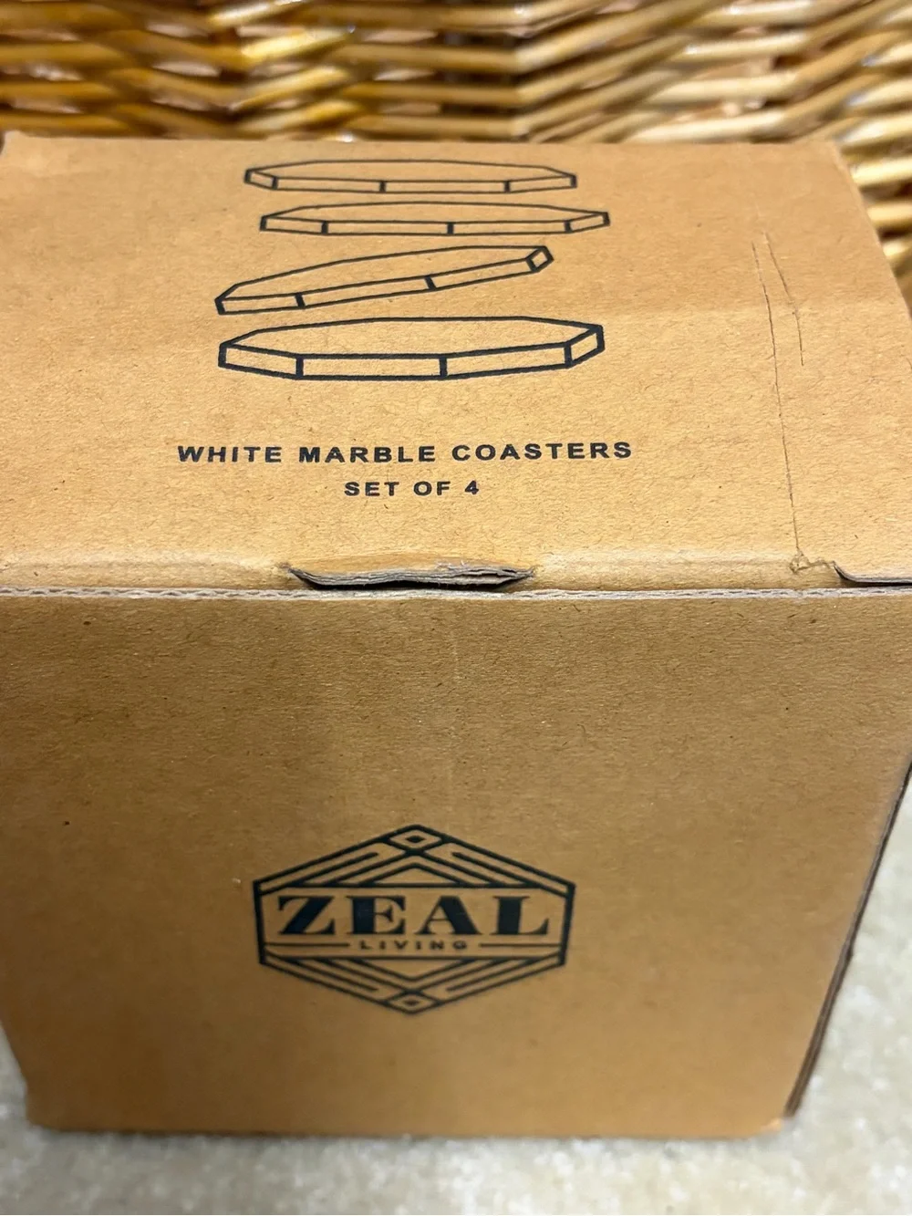White Marble Octagon Coasters - Set of 4 are NWT